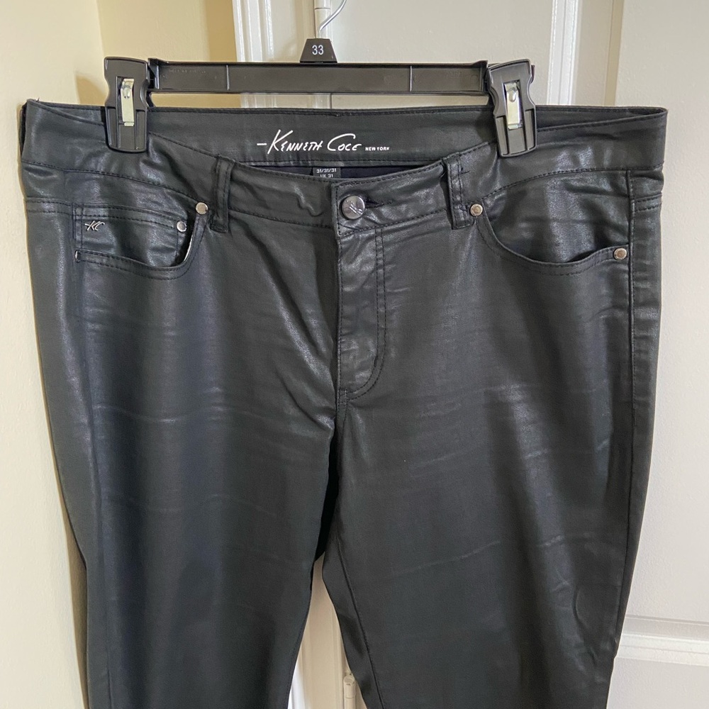 Kenneth Cole Jeans Faux Leather Black Size 31 - Picture 3 of 5